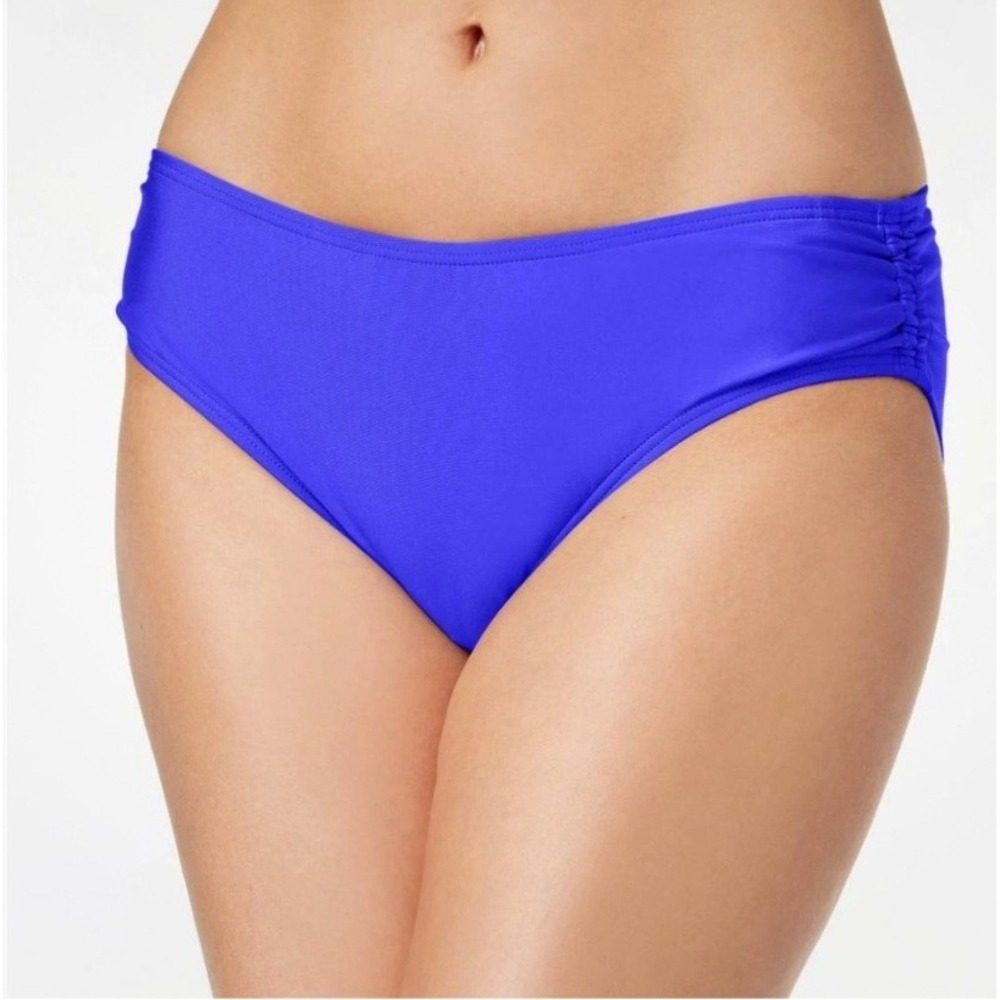 Calvin Klein Bikini Bottoms Womens XXL Blue New Ruched UPF 50+ CG0BS310
